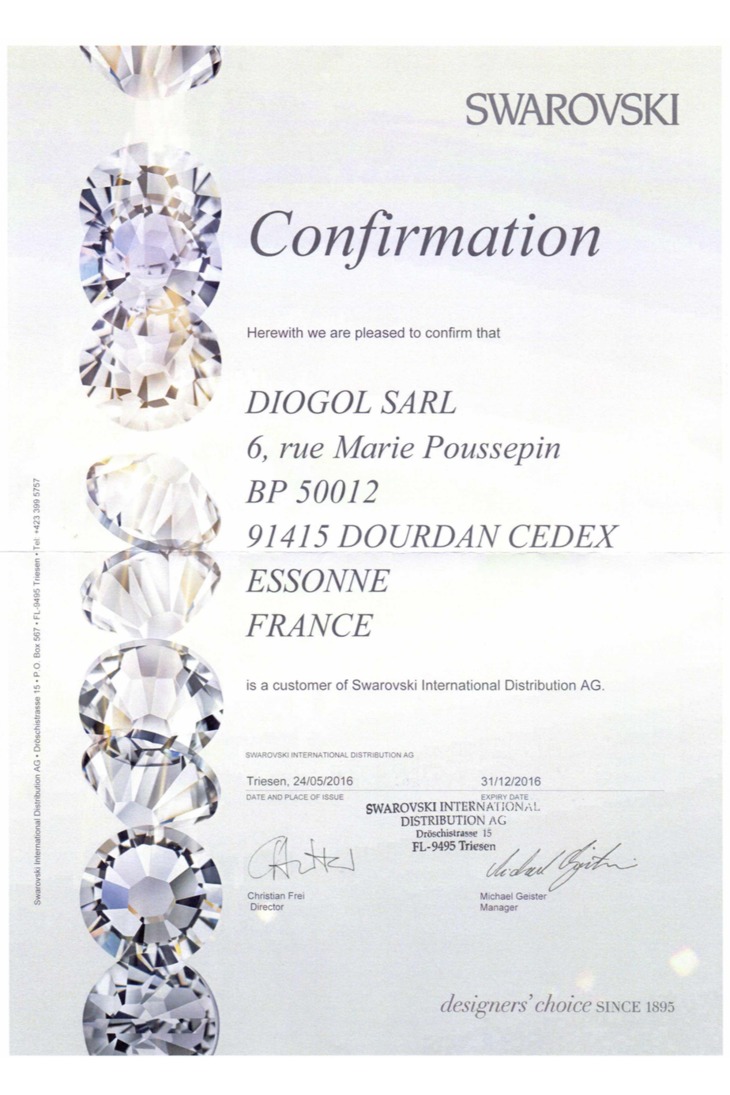 Сертификат от производителя Diogol