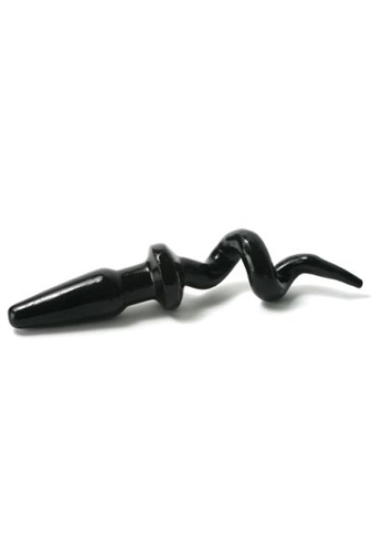 Humiliate and make them squeal with this black pig tail butt plug. 