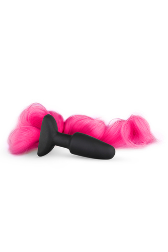 Silicone Butt Plug With Tail - Pink. 